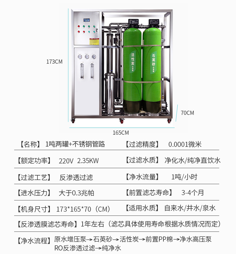 1吨2罐+不锈钢管路